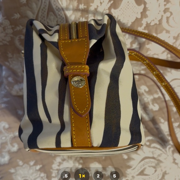 Dooney & Bourke Zebra Stripe Shoulder Bag - Black and Tan - Picture 3 of 5